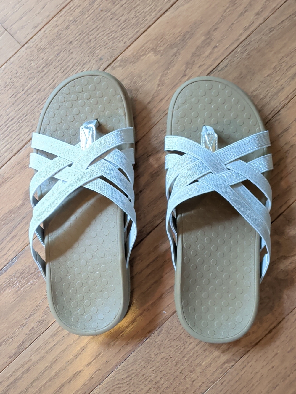 Vionic Silver Crisscross Toe-Post Slide Sandal - Picture 2 of 4